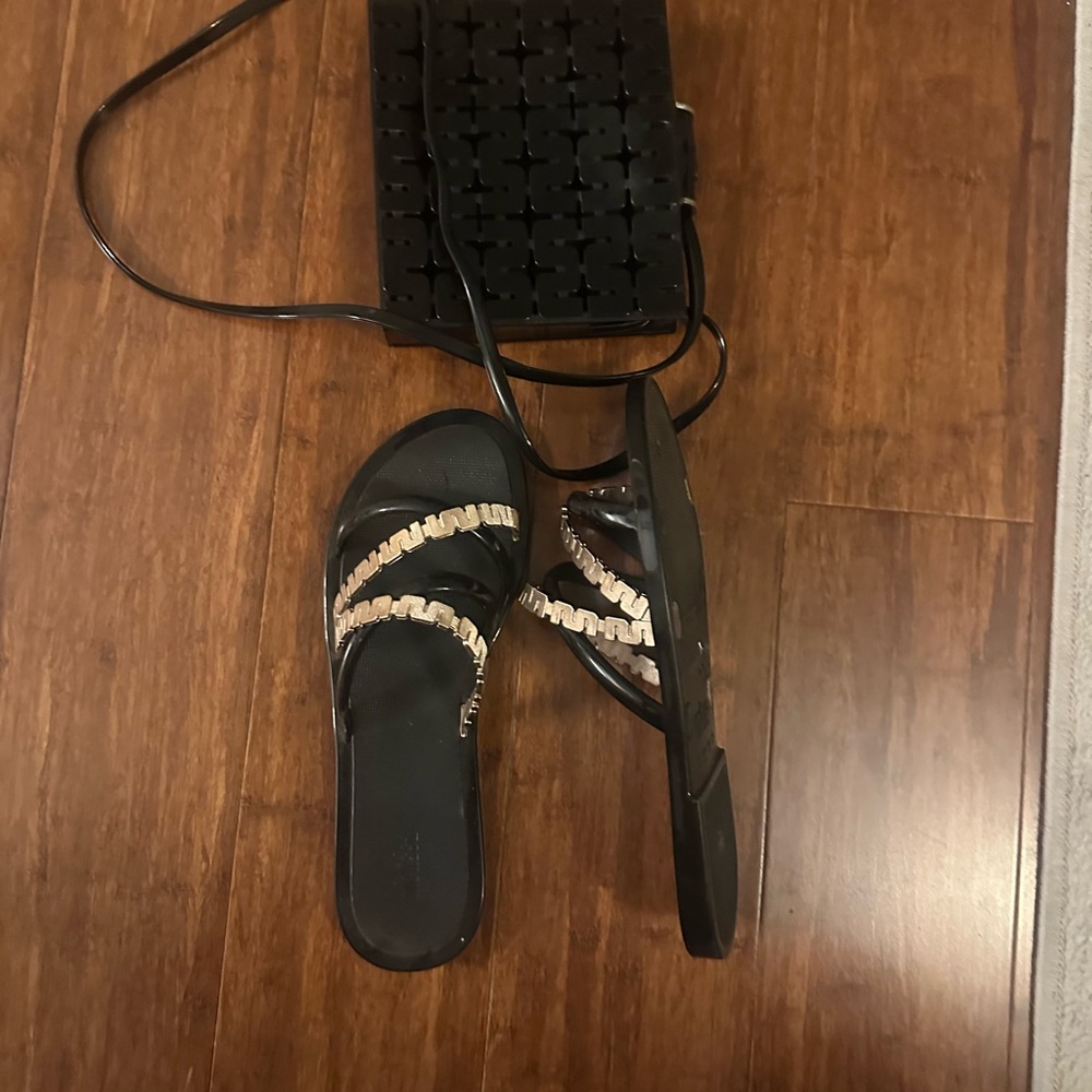 Melissa Black and Gold Women's Sandals - Picture 2 of 5